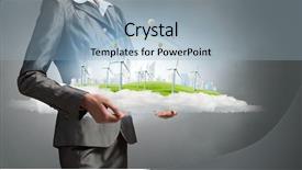  Presentation with environment - Audience pleasing PPT theme consisting of question of environment and modern life backdrop and a light blue colored foreground