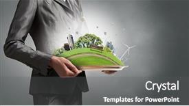  Presentation with environment - Cool new PPT theme with question of environment and modern life mixed media backdrop and a dark gray colored foreground