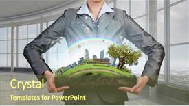  Presentation with environment - Slide deck having question of environment and modern life mixed media background and a tawny brown colored foreground