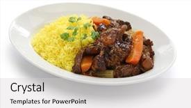  Presentation with cuban - Amazing slide set having oxtail stew with yellow rice backdrop and a light gray colored foreground