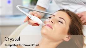  Presentation with beauty salon - Audience pleasing slide set consisting of oxygen - picture of woman having facial backdrop and a lemonade colored foreground