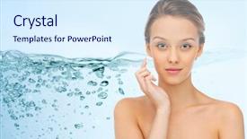  Presentation with cream - Amazing PPT theme having oxygen - young woman applying cream backdrop and a sky blue colored foreground