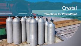  Presentation with compressed air - Cool new slides with oxygen cylinders - compressed air tanks prepared backdrop and a teal colored foreground