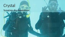  Presentation with swimming pool - Cool new slides with oxygen cylinders - couple on scuba training backdrop and a  colored foreground