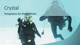  Presentation with safety training poor housekeeping - Slide deck consisting of oxygen cylinders - couple on scuba training background and a  colored foreground