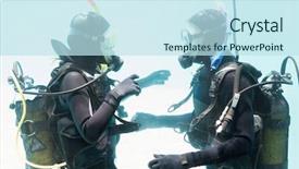  Presentation with safety training poor housekeeping - Colorful PPT theme enhanced with oxygen cylinders - couple on scuba training backdrop and a  colored foreground