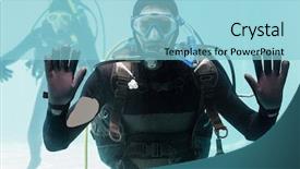  Presentation with swimming pool - Theme consisting of oxygen cylinders - couple on scuba training background and a  colored foreground