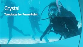  Presentation with safety training poor housekeeping - Presentation theme with oxygen cylinders - friends on scuba training submerged background and a teal colored foreground