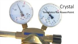  Presentation with oxygen cylinder - PPT theme featuring oxygen cylinders - gas cylinder pressure gauges background and a white colored foreground