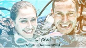  Presentation with swimming pool - Beautiful PPT theme featuring oxygen cylinders - portrait of smiling couple backdrop and a sky blue colored foreground