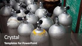  Presentation with scuba diving - Slide deck featuring oxygen cylinders - scuba diving air tank background and a dark gray colored foreground