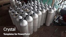  Presentation with scuba diving - Amazing slide deck having oxygen cylinders - scuba diving air tank backdrop and a tawny brown colored foreground