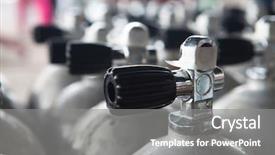  Presentation with scuba diving - Colorful theme enhanced with oxygen cylinders - scuba diving air tank backdrop and a gray colored foreground