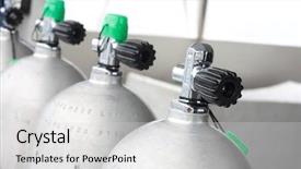  Presentation with scuba diving - PPT layouts with oxygen cylinders - scuba diving background and a light gray colored foreground
