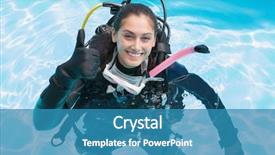  Presentation with oxygen - Cool new presentation design with oxygen cylinders - smiling woman on scuba training backdrop and a teal colored foreground
