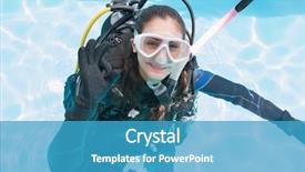  Presentation with oxygen - PPT theme with oxygen cylinders - smiling woman on scuba training background and a teal colored foreground