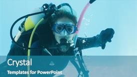  Presentation with swimming pool - Audience pleasing presentation design consisting of oxygen cylinders - woman on scuba training submerged backdrop and a  colored foreground