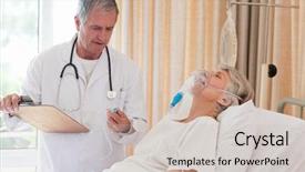  Presentation with oxygen - Cool new presentation theme with oxygen mask - doctor examining his patient backdrop and a soft green colored foreground