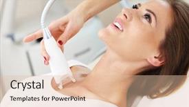  Presentation with beauty salon design - Slide deck with oxygen mask - picture of woman having cleavage background and a lemonade colored foreground