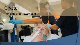  Presentation with oxygen - Slide set with oxygen mask in ambulance background and a coral colored foreground