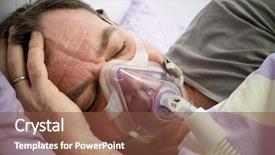  Presentation with sleeping - Amazing PPT layouts having oxygen therapy - man lying on bed backdrop and a tawny brown colored foreground