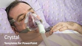  Presentation with sleeping - Beautiful theme featuring oxygen therapy - man lying on bed backdrop and a violet colored foreground