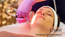  Presentation with beauty cosmetic - Slides consisting of oxygen therapy - people beauty cosmetic treatment cosmetology background and a  colored foreground