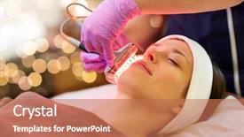  Presentation with beauty cosmetic - Cool new slides with oxygen therapy - people beauty cosmetic treatment cosmetology backdrop and a coral colored foreground