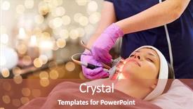  Presentation with beauty cosmetic - Cool new slide set with oxygen therapy - people beauty cosmetic treatment cosmetology backdrop and a coral colored foreground