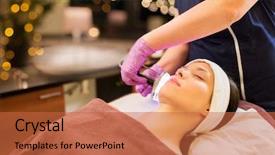  Presentation with beauty cosmetic - Beautiful presentation theme featuring oxygen therapy - people beauty cosmetic treatment cosmetology backdrop and a red colored foreground