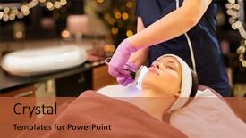  Presentation with beauty cosmetic - Slides with oxygen therapy - people beauty cosmetic treatment cosmetology background and a red colored foreground