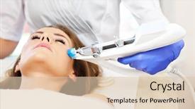  Presentation with indian woman face beauty - Beautiful PPT theme featuring oxygen therapy - picture of woman having facial backdrop and a lemonade colored foreground