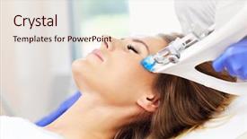  Presentation with indian woman face beauty - Presentation design consisting of oxygen therapy - picture of woman having facial background and a lemonade colored foreground