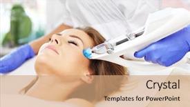  Presentation with indian woman face beauty - Beautiful slide deck featuring oxygen therapy - picture of woman having facial backdrop and a coral colored foreground