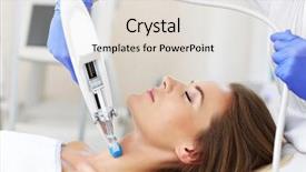  Presentation with beauty salon design - Slide deck enhanced with oxygen therapy - picture of woman having neck background and a lemonade colored foreground