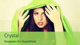  Presentation with making medicine - Cool new slide deck with oxygen therapy - young beautiful woman making inhalation backdrop and a yellow colored foreground