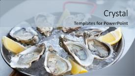  Presentation with helva fresh sliced halva - Cool new presentation theme with fresh oysters with lemon's backdrop and a light blue colored foreground