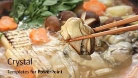  Presentation with japanese food - Cool new presentation theme with oyster cooked in a pot backdrop and a coral colored foreground