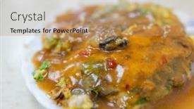  Presentation with market food - Slide deck enhanced with oyster-omelette-taiwan-famous-street background and a coral colored foreground