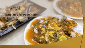  Presentation with food market - Presentation theme featuring oyster-omelette-taiwan-famous-street background and a  colored foreground