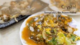  Presentation with market food - Theme with oyster-omelette-taiwan-famous-street background and a  colored foreground