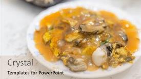  Presentation with market food - Presentation having oyster-omelette-taiwan-famous-street background and a  colored foreground