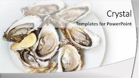  Presentation with white plate - PPT layouts having oysters raw fresh oysters background and a white colored foreground