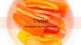  Presentation with peppers - Colorful slide set enhanced with oz - 4oz of sliced sweet peppers backdrop and a gold colored foreground