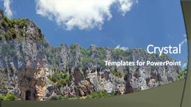  Presentation with ancient map of greece - PPT theme consisting of oz - zagori in epirus greece background and a teal colored foreground