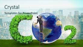  Presentation with emissions - Audience pleasing presentation design consisting of ozone ecology - ecological concept of greenhouse gas backdrop and a sky blue colored foreground