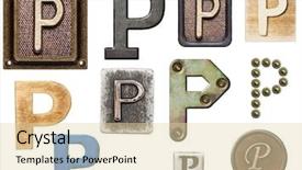  Presentation with alphabet - Slide set with p - alphabet made of wood metal background and a lemonade colored foreground