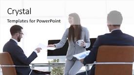  Presentation with team organisation chart - PPT layouts having p - business team analyzing financial charts background and a white colored foreground