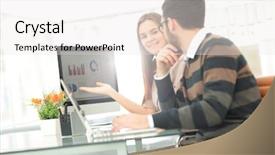  Presentation with managers - PPT layouts having p - closeup photo young business managers background and a white colored foreground