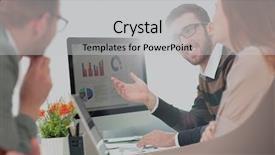  Presentation with managers - Slide set enhanced with p - closeup photo young business managers background and a light gray colored foreground